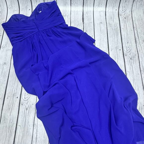 Davids Bridal Purple Long Pleated Sweetheart Neck Bridesmaid/Prom Dress Size 10 - Picture 5 of 5